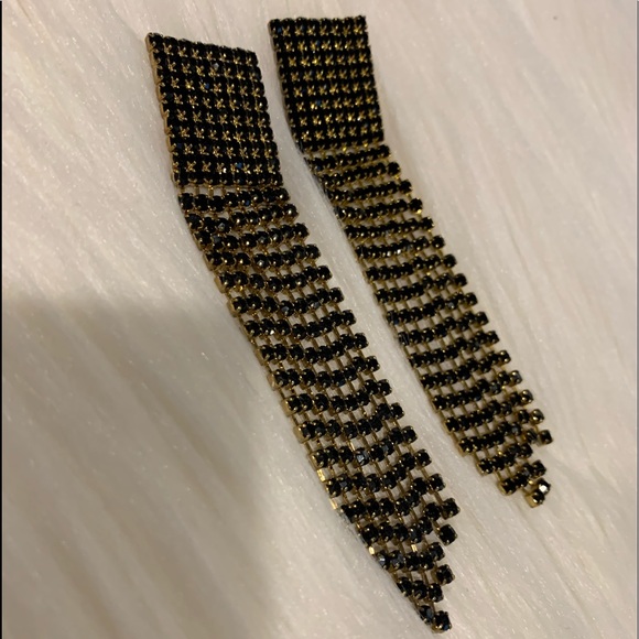 Bebe Rhinestone Drop Tassel Earring - Picture 2 of 5